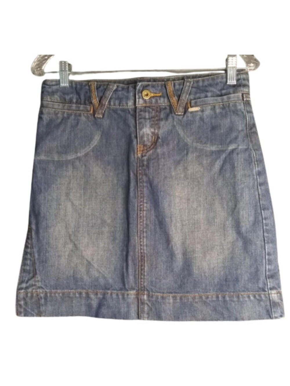Billabong Y2K Denim Mini Skirt Juniors Size 3 Slit Hem Medium Wash